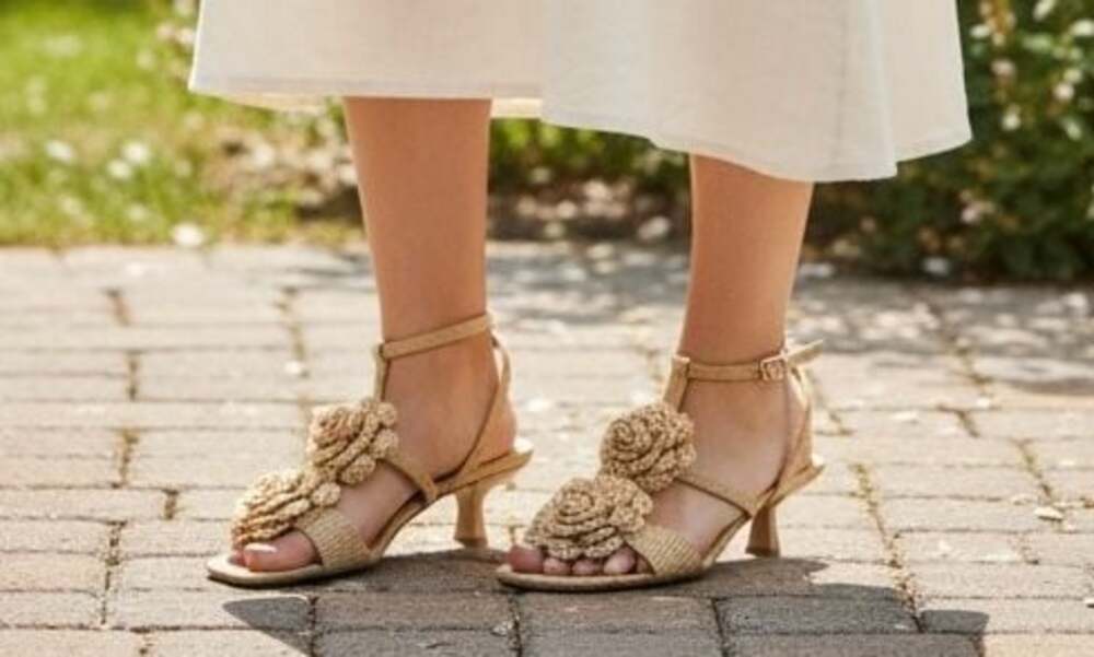 A New Day Floral Kitten Heel Sandals Size 7.5 NWT